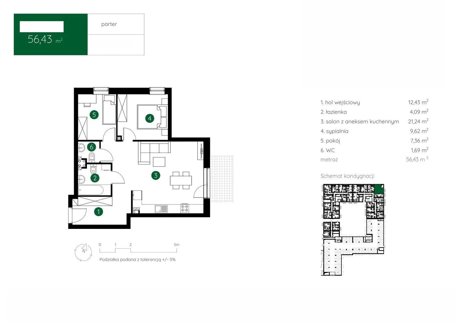 Floor plan: Apartment no. 1.C.0.05