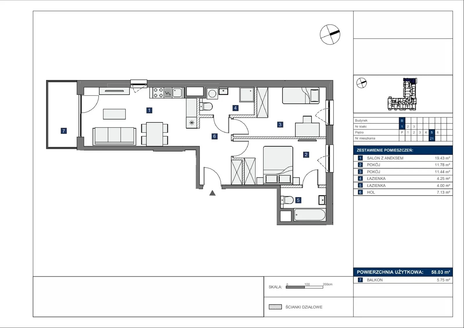 Floor plan: Apartment no. B21