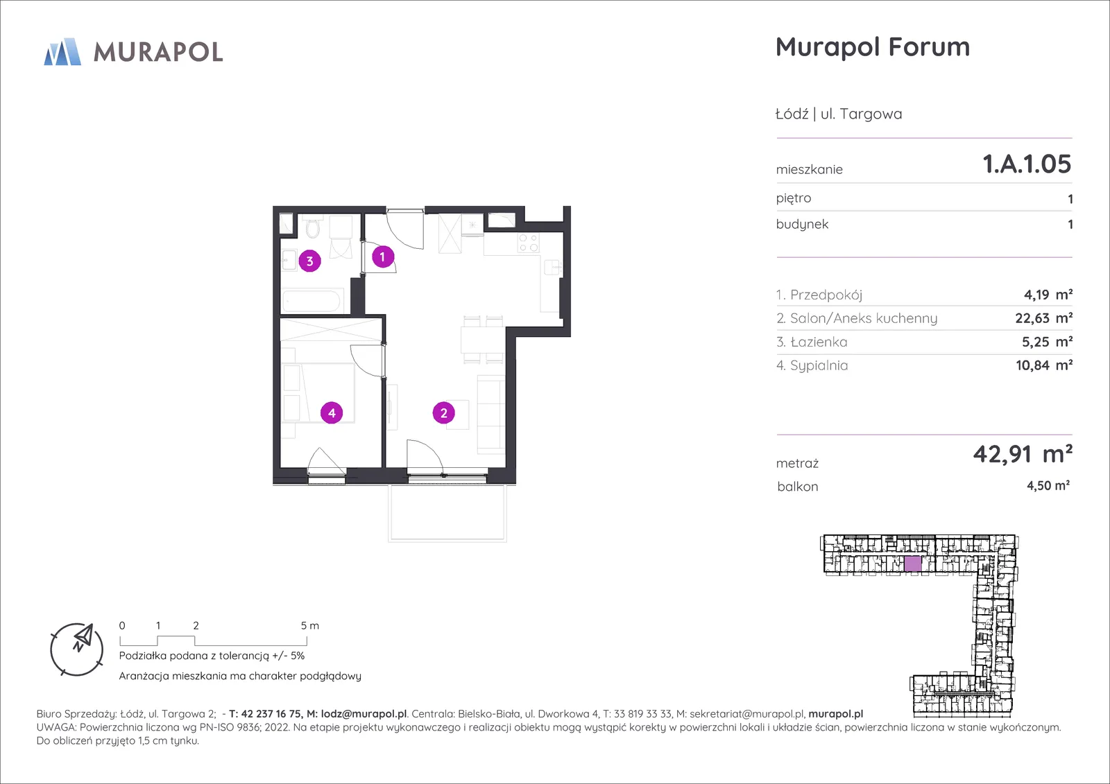 Floor plan: Apartment no. 1.A.1.05