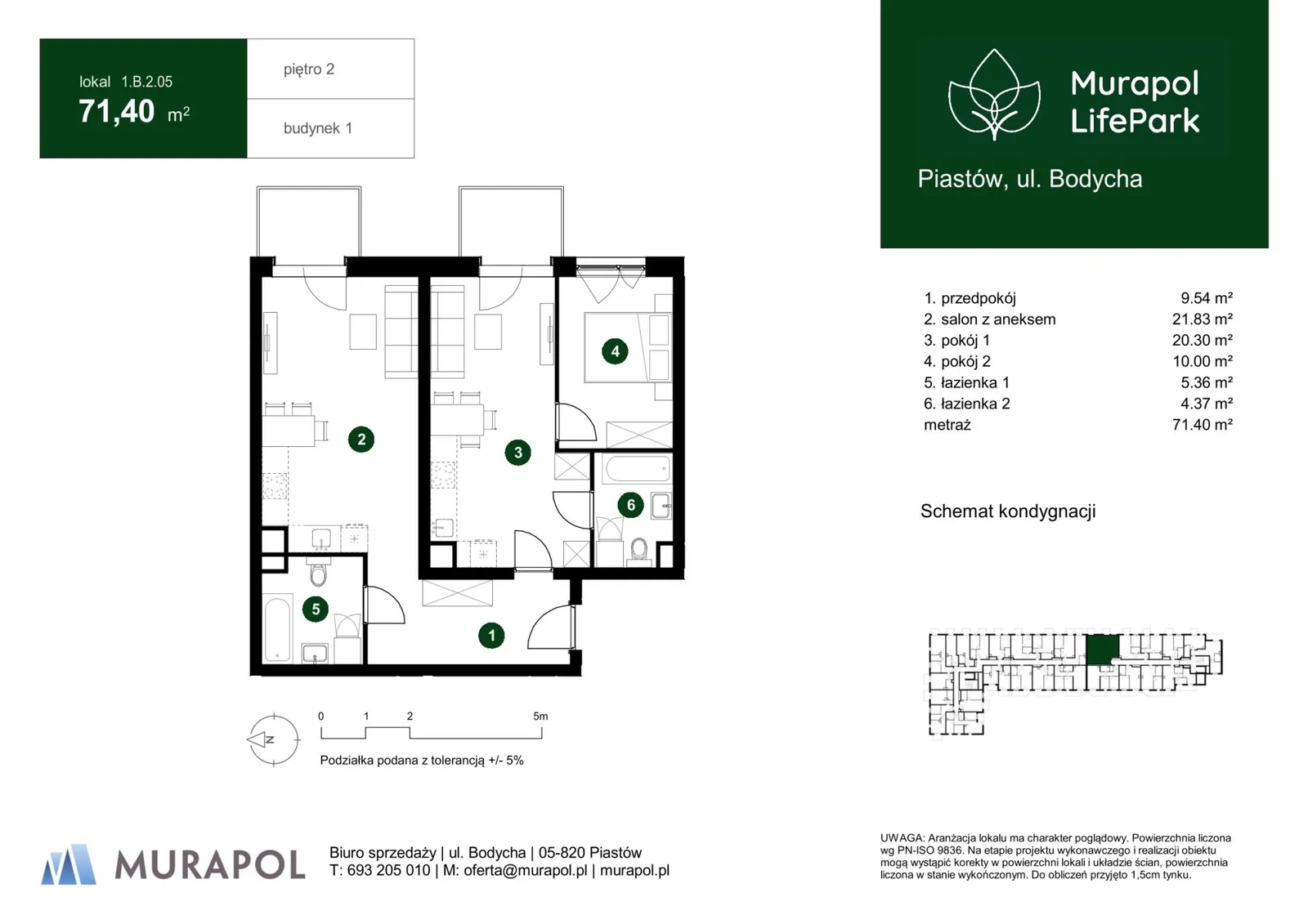 Floor plan: Apartment no. 1.B.2.05