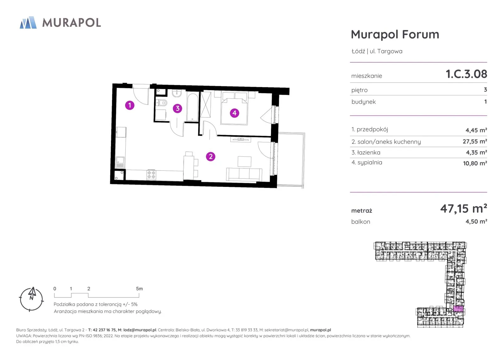 Floor plan: Apartment no. 1.C.3.08