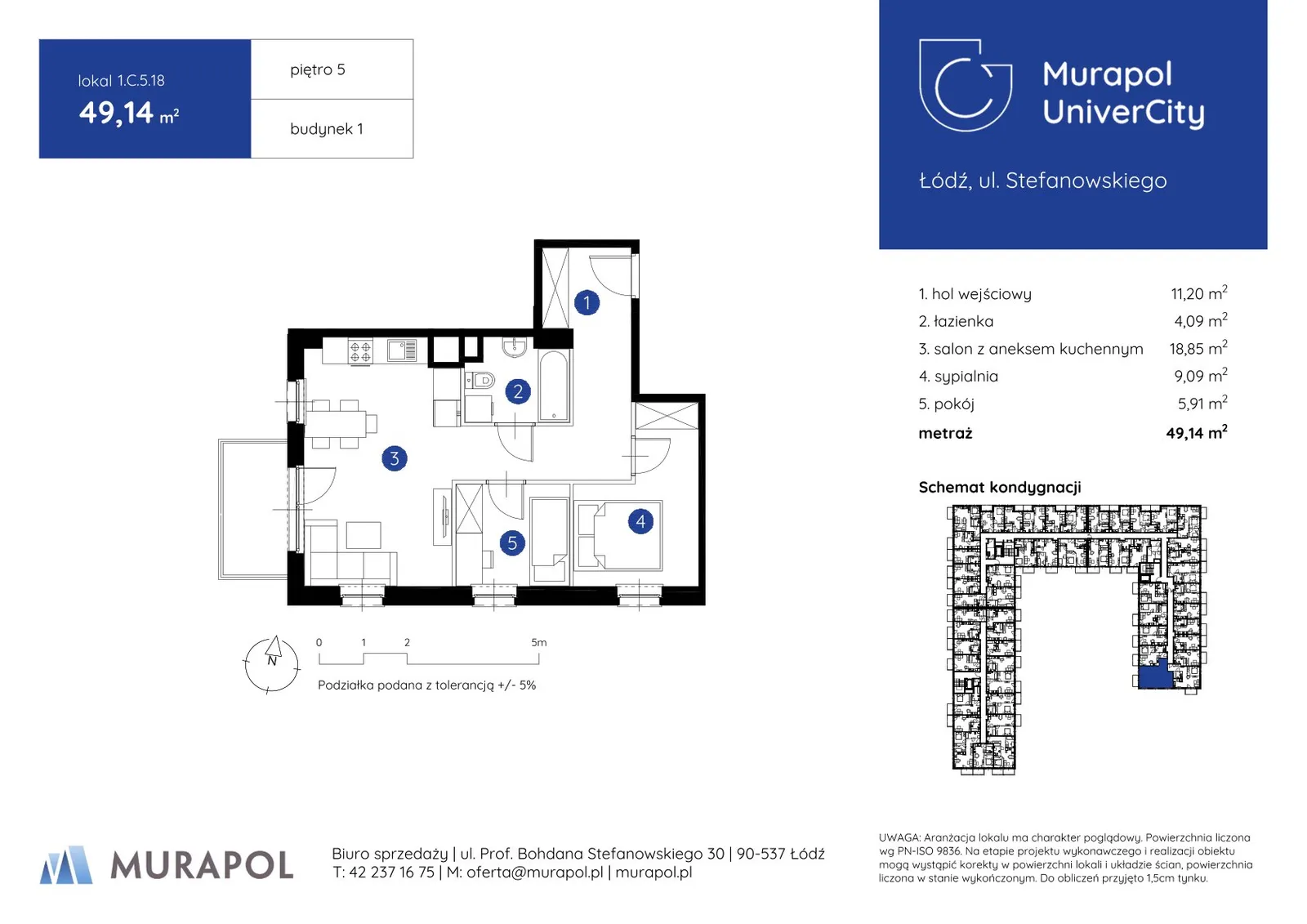 Floor plan: Apartment no. 1.C.5.18