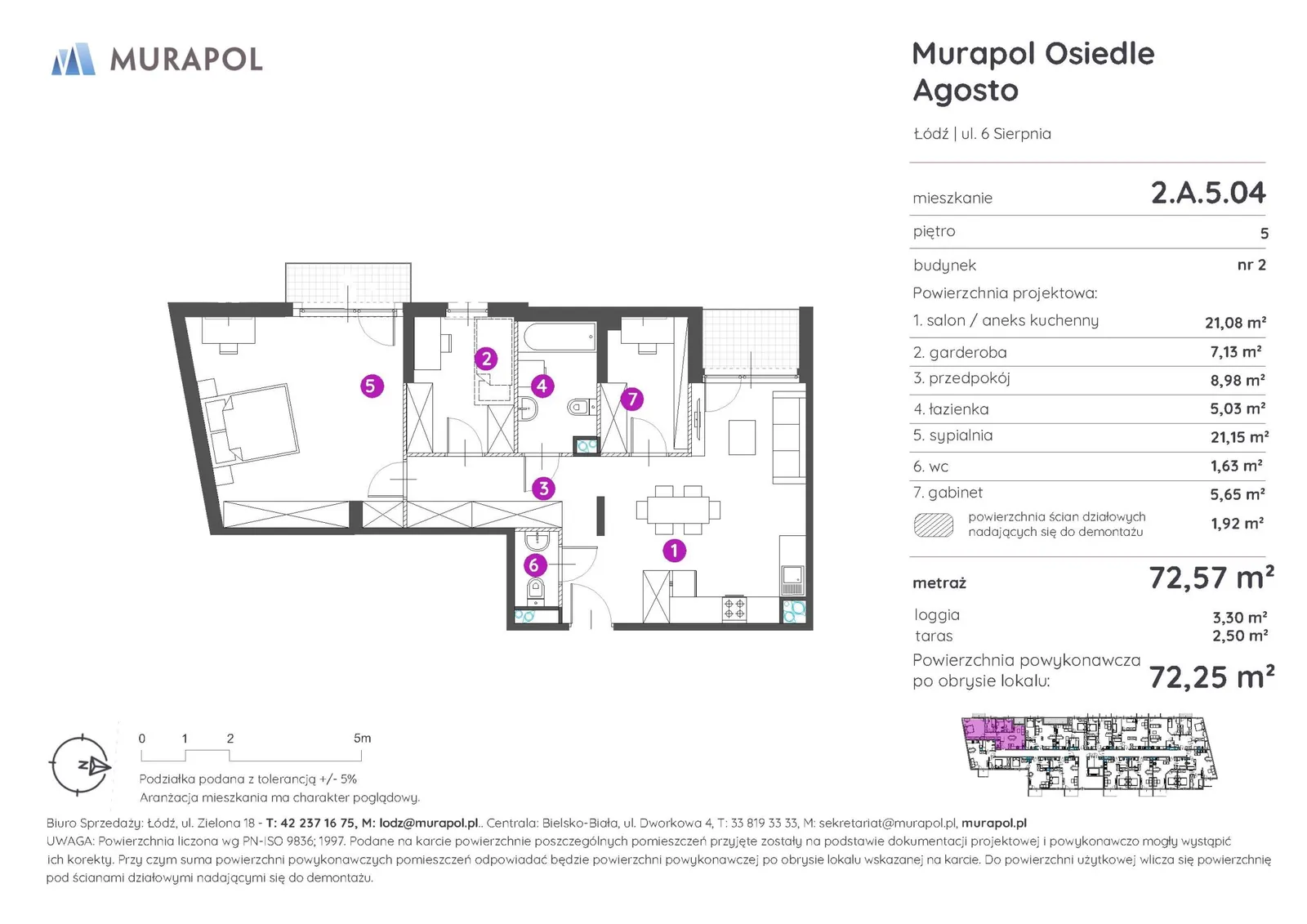 Floor plan: Apartment no. 2.A.5.04
