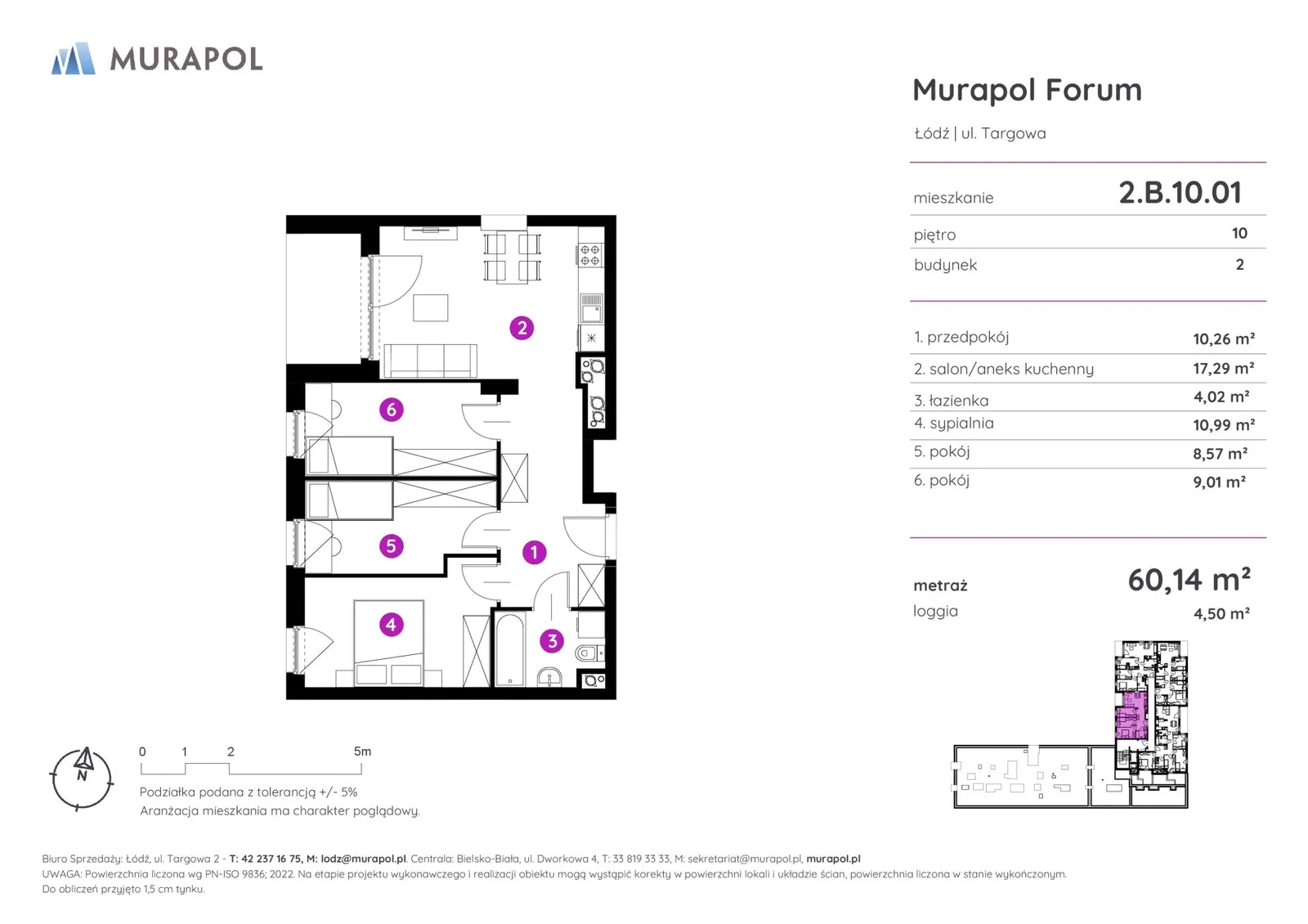 Floor plan: Apartment no. 2.B.10.01